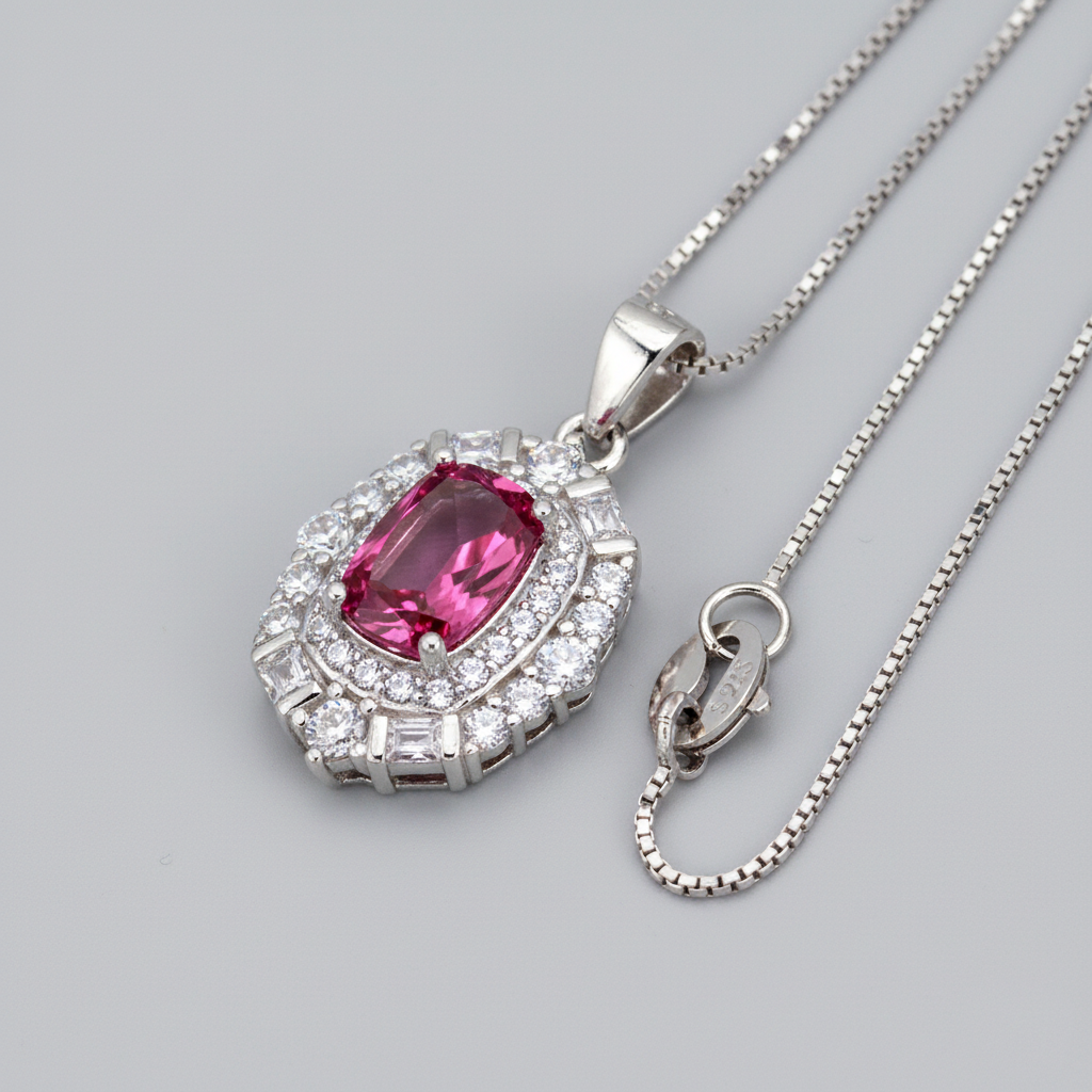 Топаз рожевий срібний кольє, 0203ПТ, фото 1