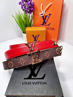 Ремінь пояс двосторонній Louis Vuiton золото Червоний