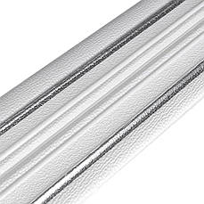 Плінтус самоклеючий | 2300×140×4 мм | білий з сірою смужкою | ППР матеріал | водостійкий | легкий монтаж | PREMIUM