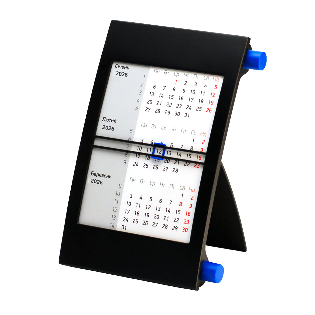 3-місячний настільний календар 2026 рік 11 х 18,3 см Classic 5012 синій