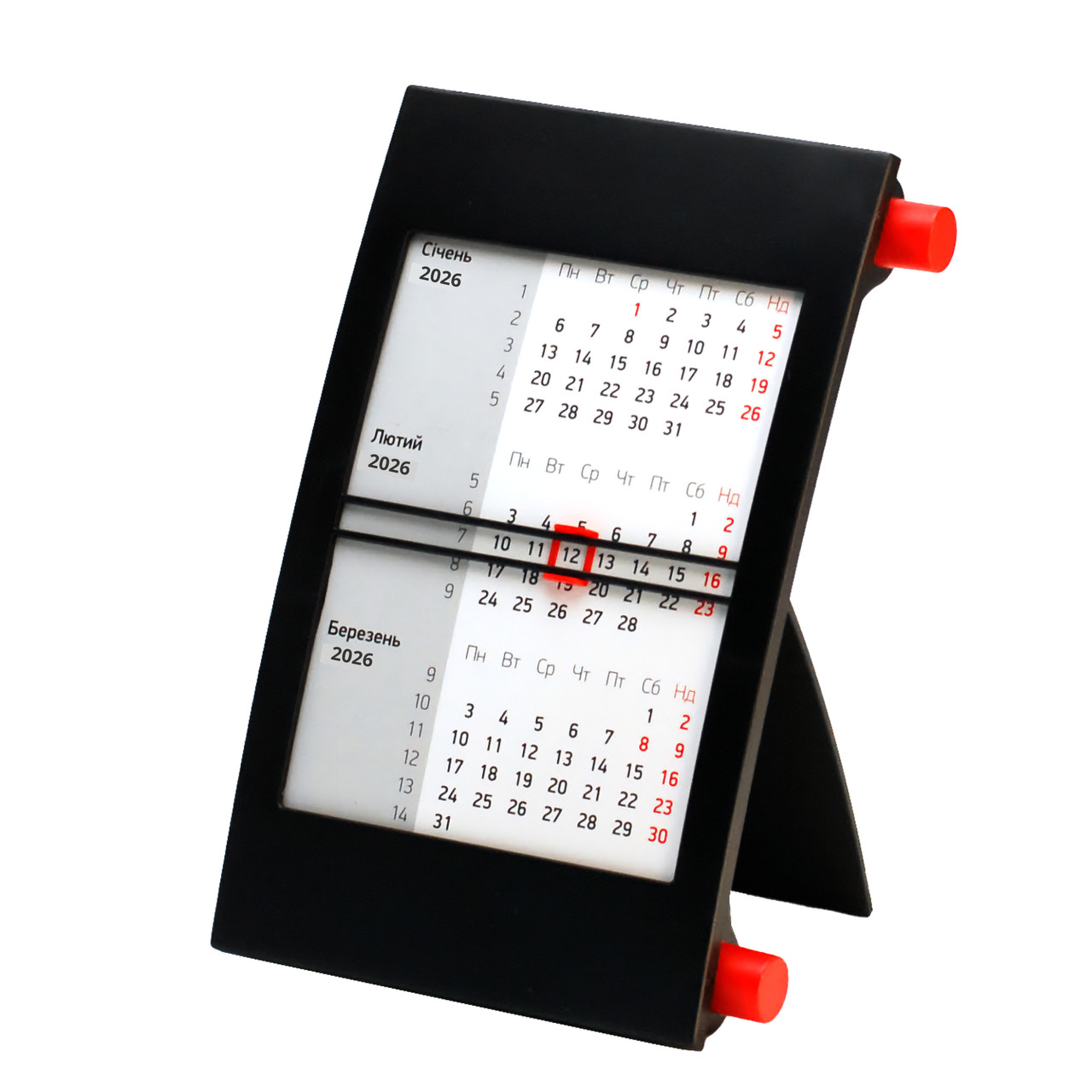 3-місячний настільний календар 2026 рік 11 х 18,3 см Classic 5012 червоний