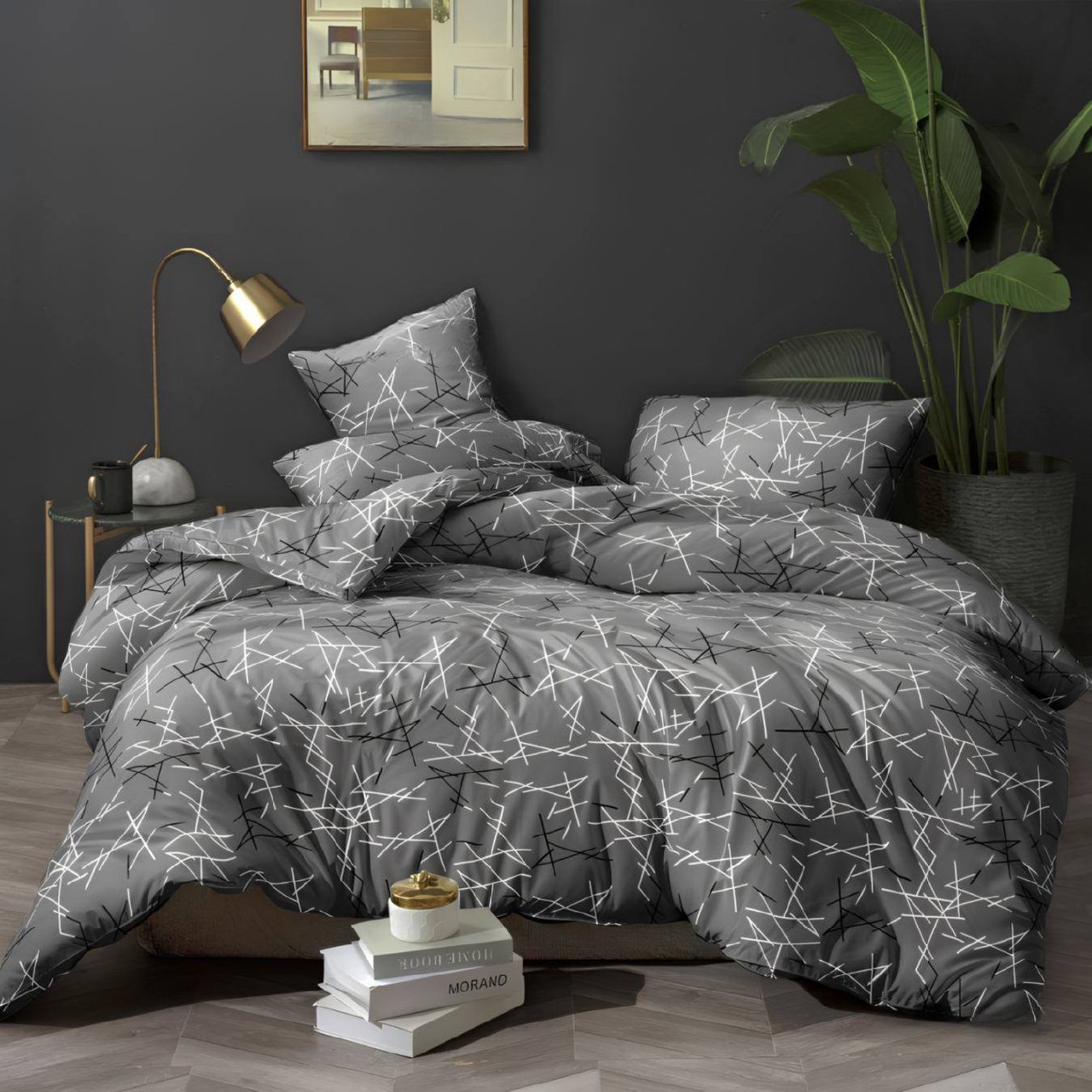 Двоспальний (Поліестер) | Комплект постільної білизни "Broken lines 2" | Простирадло 180х220 см, фото 1