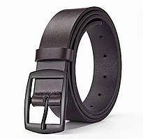 Чоловічий ремінь класичний для джинсів та брюк темно-коричневий шкірзамінник