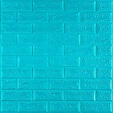 3D панель самоклеюча | 700×770×5 мм | цегла Бірюза | водостійка | декоративна | легкий монтаж | PREMIUM