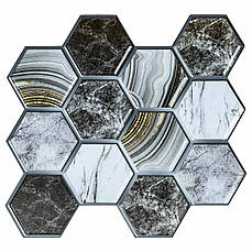 Декоративна ПВХ плитка | 280×300×5 мм | самоклеюча | водостійка | соти | PREMIUM