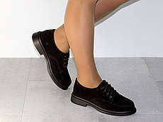 Туфлі жіночі замшеві на низькому ходу коричневі