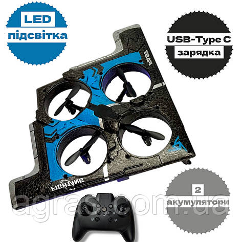 Дитячий радіокерований дрон-самоліт BombersFly 360 з LED-підсвіткою і 2 акумуляторами, фото 1