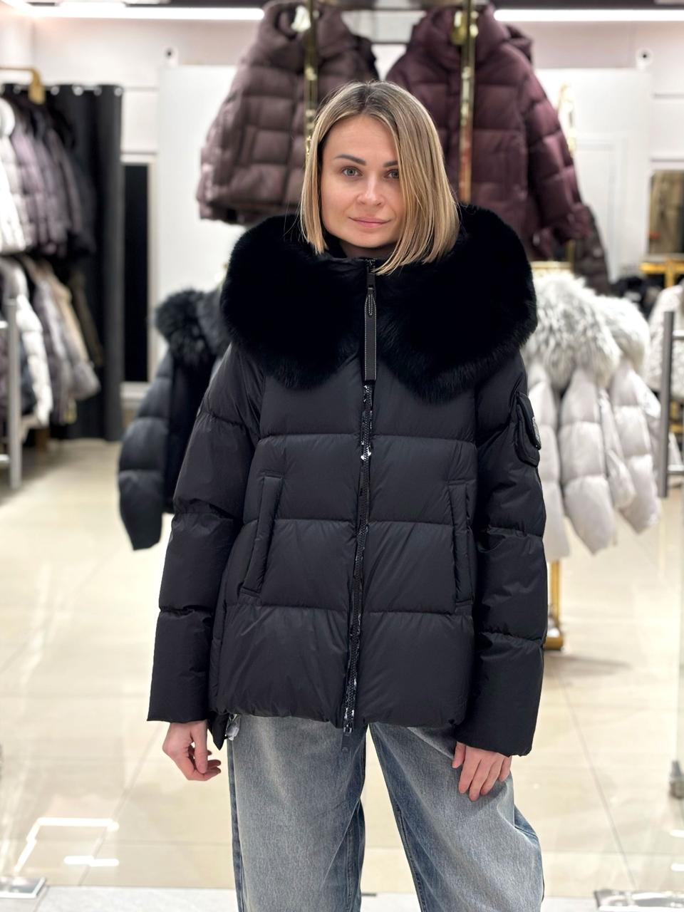Пуховик жіночий Chanevia 25523 BLACK, фото 1