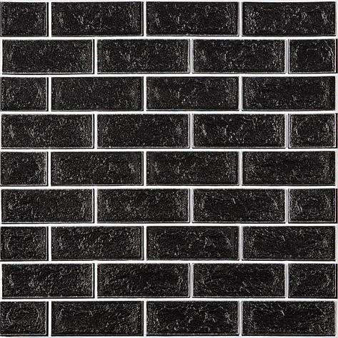 Панель стінова 700×700×5 мм | чорна цегла з білим | самоклеюча | водостійка | декоративна | PREMIUM, фото 1
