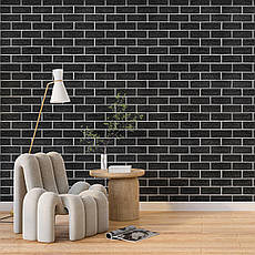 Панель стінова 700×700×5 мм | чорна цегла з білим | самоклеюча | водостійка | декоративна | PREMIUM, фото 5