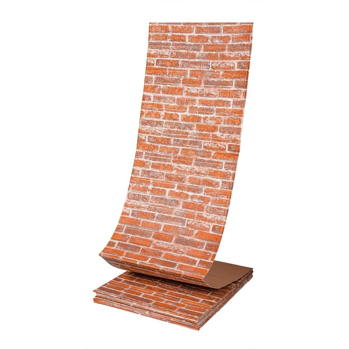Самоклеюча 3D панель | 19600×700×3 мм | цегла Руда Катеринославська | водостійка | декоративна | легкий монтаж | PREMIUM