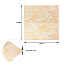 Самоклеюча 3D панель | 700×700×4 мм | персиковий мармур | декоративна | водостійка | легкий монтаж | PREMIUM, фото 3