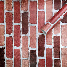 Самоклеюча плівка для стін | 0,45х10 м | бордова цегла | водостійка | самоклеюча | ПВХ матеріал | PREMIUM