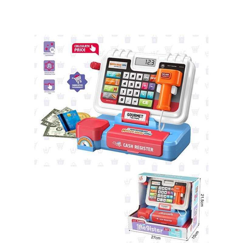 Касовий апарат іграшка CF 8247 Синій, калькулятор, гроші, сканер, звук і підсвітка, фото 1