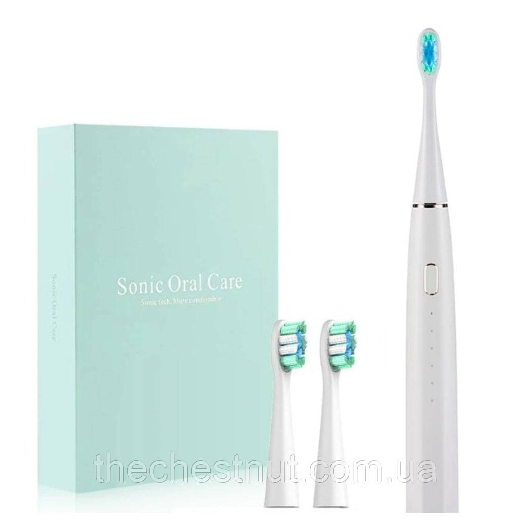 Електрична зубна щітка із нержавіючої сталі з футляром, біла,  The Chestnut, фото 1