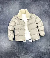 Чоловічий двосторонній пуховик Nike стильний, Якісні зимові куртки Найк для чоловіків, Водонепроникні бежеві пуховики