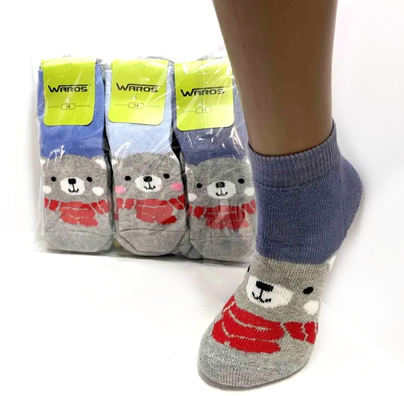 Шкарпетки повна махра дитячі 100% БАВОВНА 14 р. (12 пар!) (Зимові) Варос, фото 1