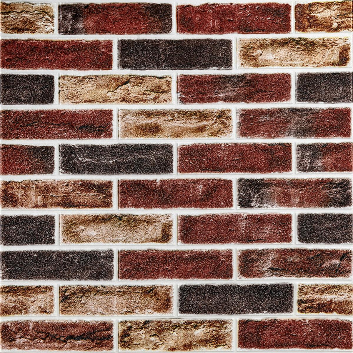 Самоклеюча 3D панель | 700×700×5 мм | цегла клінкер бежевий | декоративна | водостійка | легкий монтаж | PREMIUM