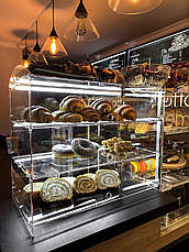 Вітрина з підсвіткою на 3 полиці з дверцятами, вітрина для десертів 500х450х250 мм Акрил 3 мм ACRY, фото 3