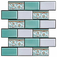 ПВХ плитка декоративна | 300×300×5 мм | самоклеюча | м'ятна | водостійка | легкий монтаж | PREMIUM