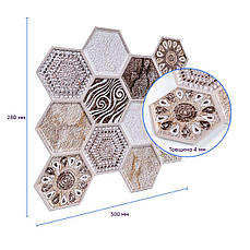 Декоративна ПВХ плитка | 280×300×5 мм | самоклеюча вінтажна | водостійка | легкий монтаж | PREMIUM