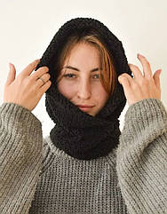 Капор теплий KENT&AVER капюшон TEDDY жіночий чорний