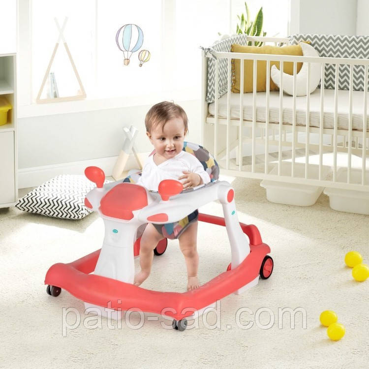 Складні дитячі ходунки 2 в 1 з регулюванням висоти 50,5/52,5/54,5 см, фото 1