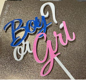Топер у торт "Boy or girl?" для гендер-паті,  12 см, пластик