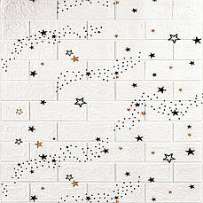 Декоративна 3D панель самоклейка | 700×770×3 мм | зірки (цегла) | водостійка | легкий монтаж | PREMIUM