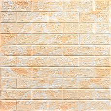 3D декоративна панель | 700×770×5 мм | самоклеюча | мармуровий бежевий (цегла) | водостійка | легкий монтаж | PREMIUM