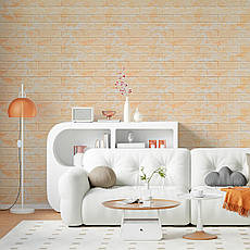 3D декоративна панель | 700×770×5 мм | самоклеюча | мармуровий бежевий (цегла) | водостійка | легкий монтаж | PREMIUM, фото 5