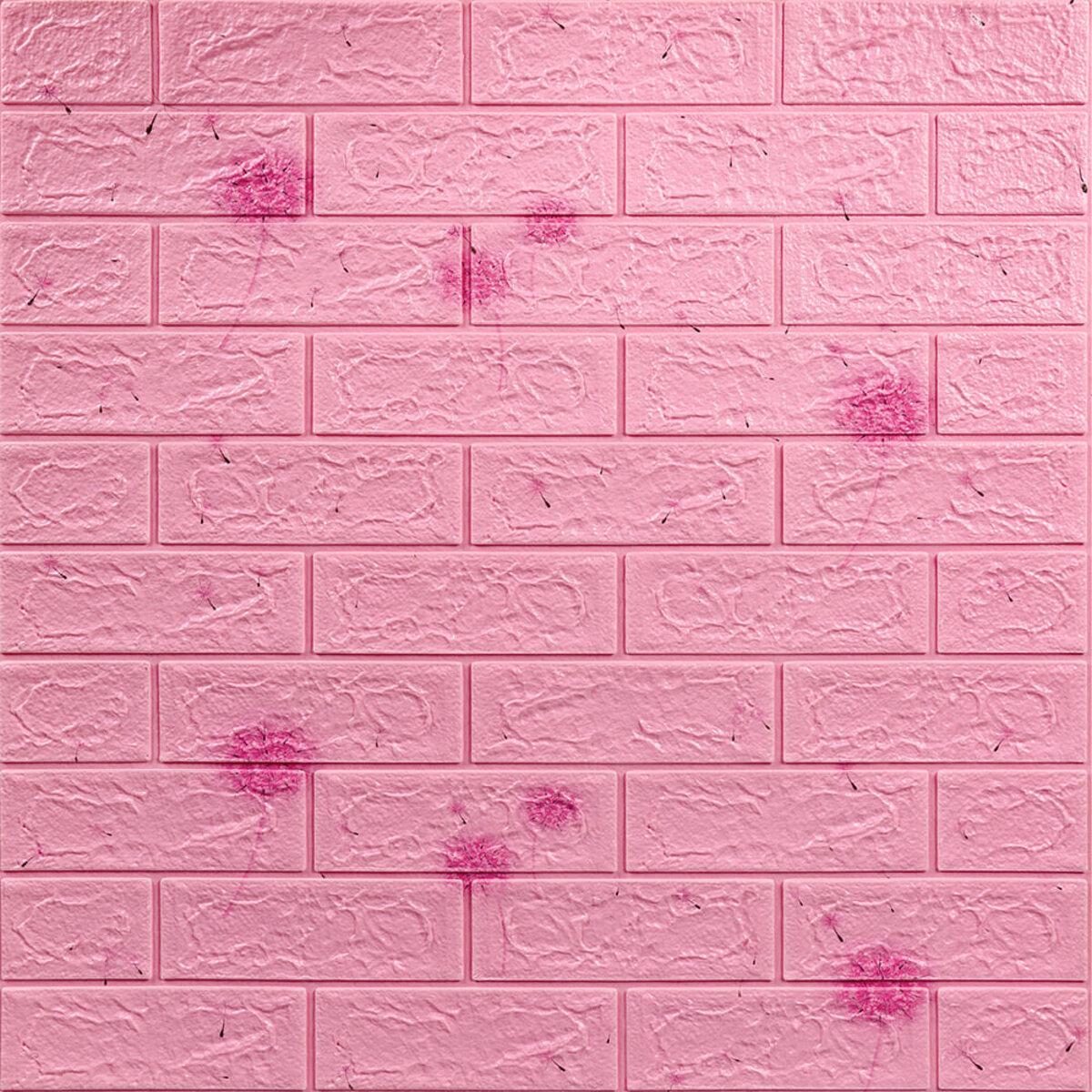 Декоративна 3D панель | 700×770×5 мм | самоклеюча | ПВХ матеріал | світло-рожевий цегла | легкий монтаж | PREMIUM