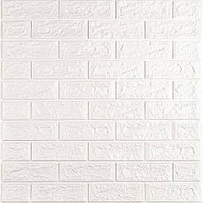 3D панель цегла самоклеюча | 700×770×5 мм | біла матова | декоративна стінова панель | водостійка | легкий монтаж | PREMIUM