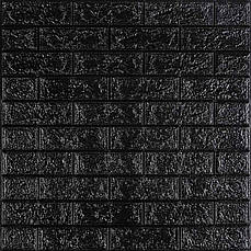 3D панель самоклеюча | 700×770×3 мм | цегла чорна | декоративна | водостійка | легкий монтаж | PREMIUM