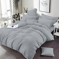 Постельное белье Серое однотонное Бязь - Семейный на резинке
