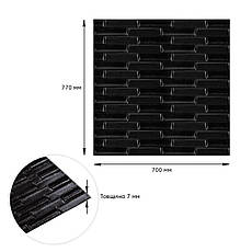 3D панель самоклеюча | 700×770×7 мм | чорна | декоративна | водостійка | легкий монтаж | PREMIUM, фото 4