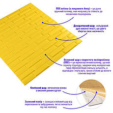 3D панель самоклеюча | 700×770×7 мм | декоративна унікальна | водостійка | Жовта | легкий монтаж | PREMIUM, фото 3