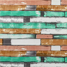 Самоклеюча 3D панель | 700×700×5 мм | м'ятне дерево | декоративна | водостійка | легкий монтаж | PREMIUM