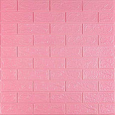 3D панель самоклеюча | 700×770×3 мм | цегла Рожевий | декоративна | водостійка | легкий монтаж | PREMIUM