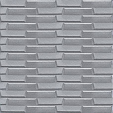 3D панель самоклеюча | 770×700×5 мм | металевий ефект | срібло | водостійка | легкий монтаж | PREMIUM