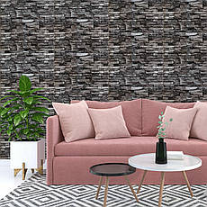 Самоклеюча 3D панель | 700×770×5 мм | сіра цегла піщаник | декоративна | водостійка | легкий монтаж | PREMIUM, фото 5