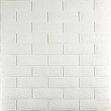 3D панель самоклеюча | 700×770×3 мм | цегла Біла | водостійка | легкий монтаж | PREMIUM