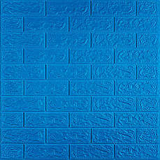 3D панель самоклеюча | 700×770×5 мм | цегла синій | водостійка | легкий монтаж | PREMIUM