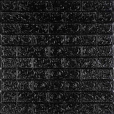 3D панель самоклеюча | 700×770×5 мм | цегла чорний | декоративна | водостійка | легкий монтаж | PREMIUM