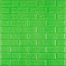 3D панель самоклеюча | 700×770×5 мм | цегла зелений | декоративна стінова панель | водостійка | легкий монтаж | PREMIUM