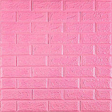 3D панель самоклеюча | 700×770×5 мм | цегла Рожевий | водостійка | легкий монтаж | PREMIUM