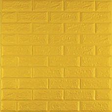 3D панель самоклеюча | 700×770×5 мм | цегла Жовтий | водостійка | легкий монтаж | PREMIUM