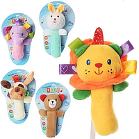 Брязкальце-пищалка BabyJ плюшеве, м яка іграшка для немовлят, 5 видів, 14 21,5 см
