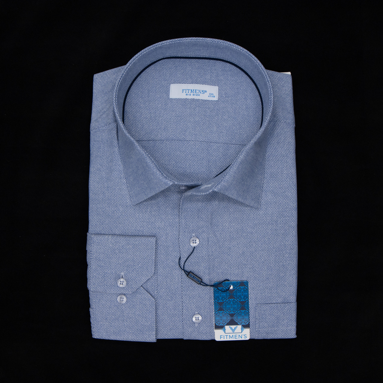 Сорочка чоловіча, прямого покрою, з довгим рукавом, FITMENS FS-003184 Mavi Beyaz 90% бавовна 10% поліестер 3XL(Р), фото 1