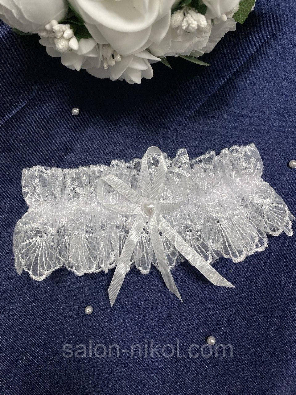 Підв'язка для нареченої мереживна біла, фото 1